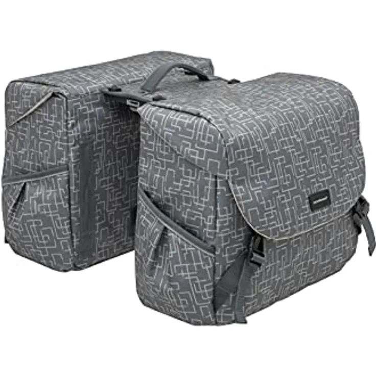 New Looxs Mondi Joy Double MIK Doppeltasche, Ivy Grey, 38 Liter - Wasserabweisende Kinderfahrradtasche