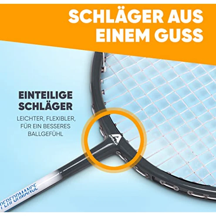 Apollo Badminton Set | Carbon Profi Badmintonschläger | Leichtgewicht Badminton Schläger | Federballschläger Set für Training, Sport und Unterhaltung mit Schlägertasche | Federball Set Kinder – Bild 5