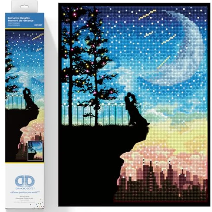 DIAMOND DOTZ Original 5D Diamond Painting Set "Romantischer Moment", DIY Diamant-Malerei-Kit mit runden Glitzersteinen, 40 x 30 cm, mittel, ab 12 Jahren – Bild 1