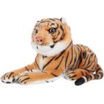 BRUBAKER Tiger Kuscheltier - 25 cm Plüsch Stofftier - Baby Plüschtier Liegend - Braun