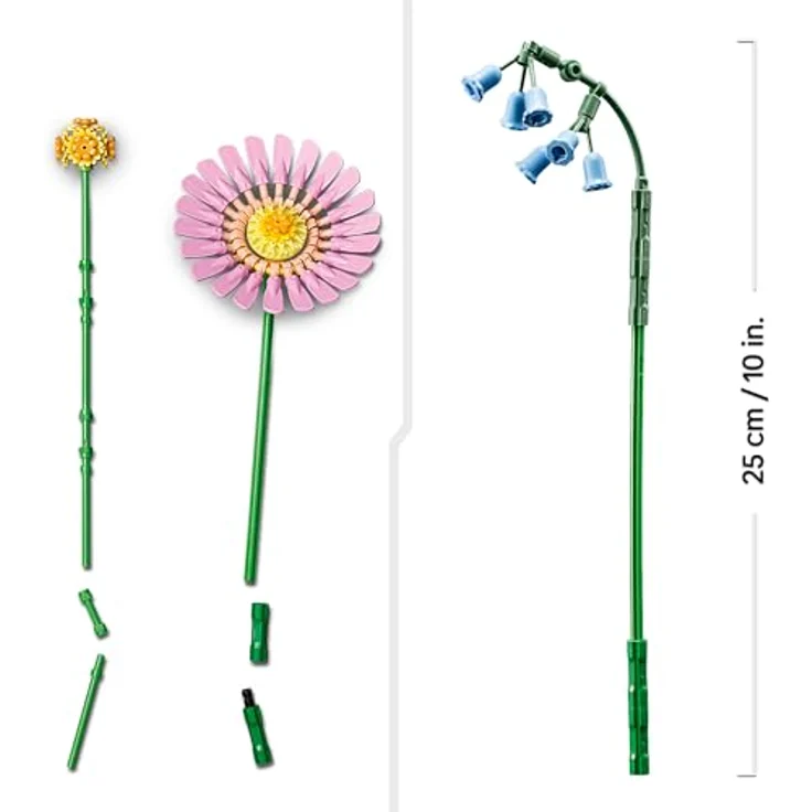 LEGO Botanicals Kleiner Sommerstrauß, Bauset mit Kunstblumen, inkl. Glockenblumen, Butterblumen, Tulpen, verstellbare Stiele, Spielzeug für Mädchen ab 9 Jahren, 10347 – Bild 4