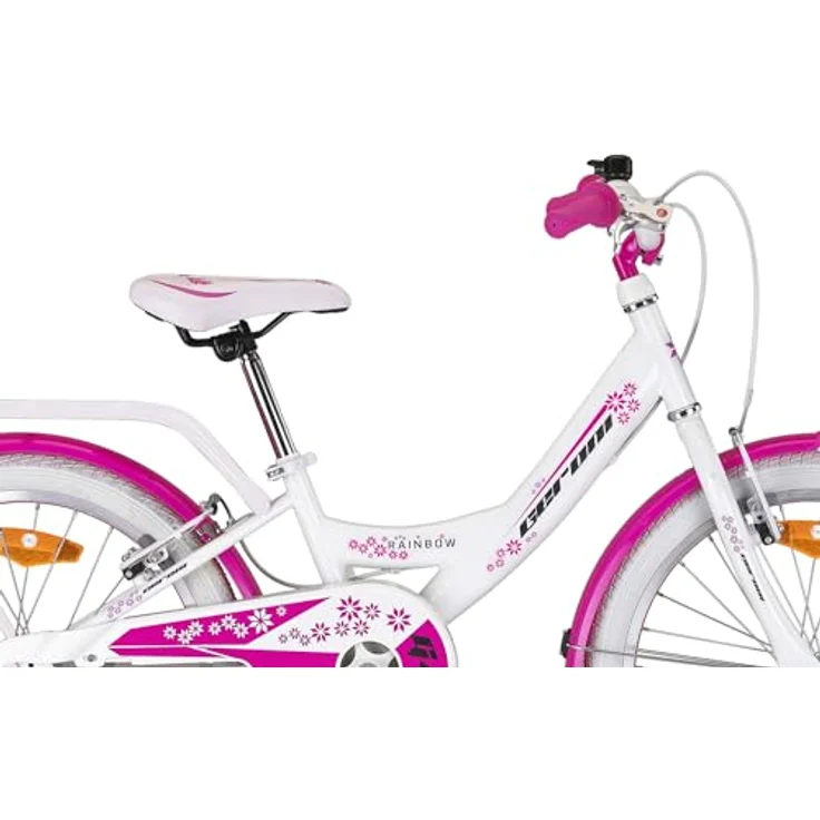 Rezzak 20 Zoll Mädchenfahrrad mit V-Bremse und Rücktrittbremse, Reflektoren, Schutzblech, Weiss-Pink - NEU-081 – Bild 4