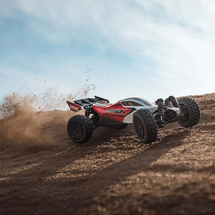 ARRMA Typhon GROM Ferngesteuertes Auto, RC Auto 1/18, bürstenloser Motor über 30 km/h, inkl. Akku und Zubehör, Rot – Bild 3