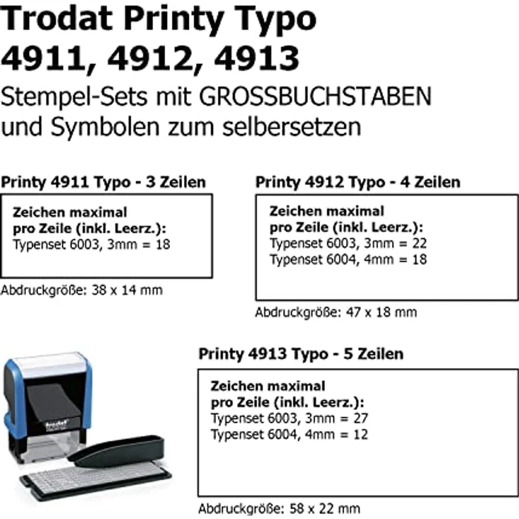 TRODAT Stempel Printy 4913 Typomatic, Textstempel mit Textplatte zum Selbersetzen, selbstfärbend, schwarz – Bild 7
