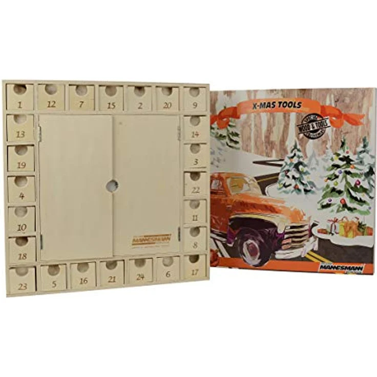 Mannesmann Holz-Adventskalender mit Multi-Tool und 24 lasergravierten Sub-Boxen, inklusive Graviervorlagen – Bild 4