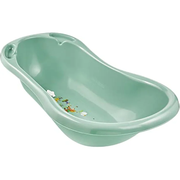 keeeper Funny Farm Ergonomische Babywanne mit Stöpsel, Ab 0 bis ca. 12 Monate, 84 cm, Maria, Nordic Green – Bild 2