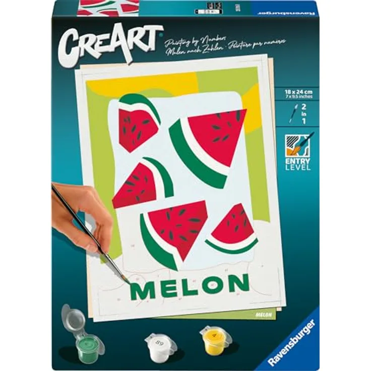 Ravensburger CreArt Malen nach Zahlen, Melonen-Motiv für Erwachsene, 24 Acrylfarben, made in Europe