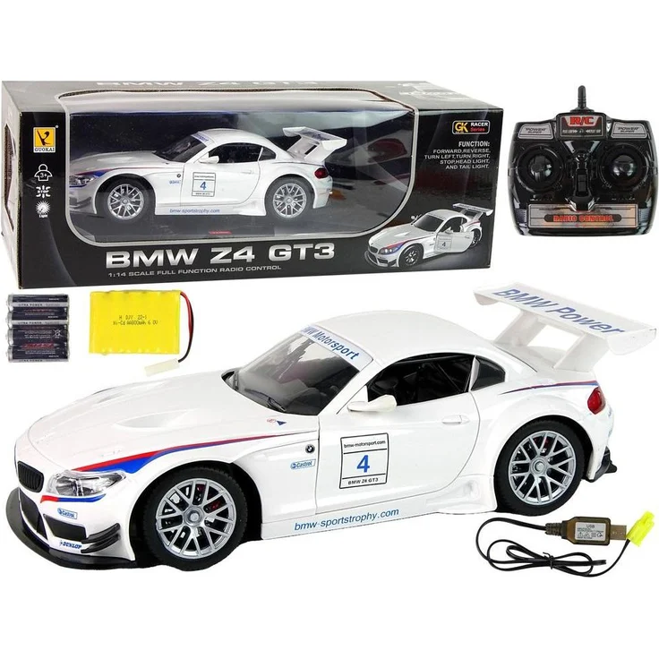 Lean Toys R/C Auto BMW Z4, ferngesteuertes Spielzeugauto in Weiß mit Licht und öffnenden Türen, inklusive Batterie