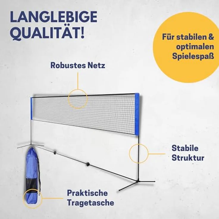 Best Sporting Volleyballnetz Outdoor 4 in 1 I Badmintonnetz 310cm breit I Badminton Netz Garten höhenverstellbar – Bild 5