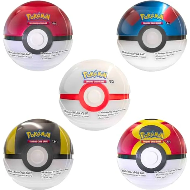 Pokémon POK Pokéball Tin Herbst 2025, Sammelbox mit 3 Boosterpacks und 2 Stickern, deutsche Ausgabe