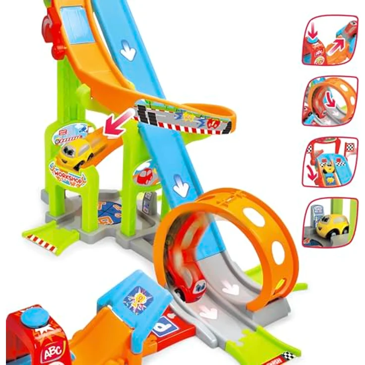Dickie Toys ABC - Jays Jump N Fun Tower, Auto-Rennbahn für Kleinkinder ab 1 Jahr mit Looping, Schanze & 2 Spielzeugautos, 66x72x64 cm – Bild 3