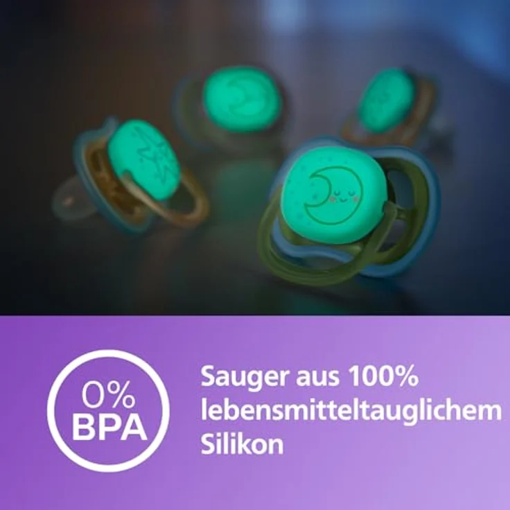 Philips Avent ultra air Nighttime Schnuller, 2er Pack, BPA-frei, atmungsaktiv, leuchtet im Dunkeln, für Babys ab 18 Monaten, inklusive Transport- und Sterilisationsbox (SCF376/23) – Bild 4