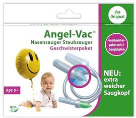 Nasensauger Baby Angel-Vac mit 2 Stück EXTRA WEICHEN Saugköpfen Geschwister-Paket