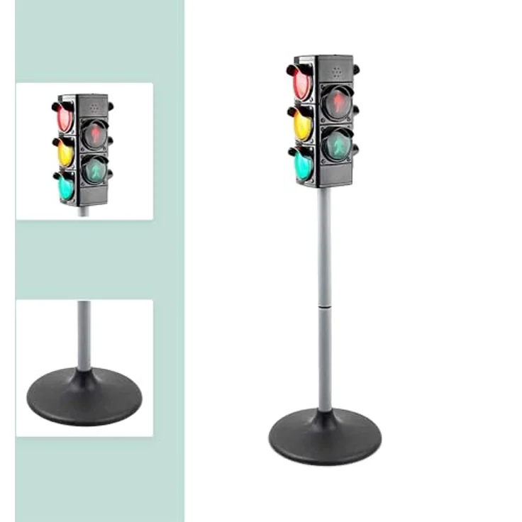 Relaxdays Spielzeugampel, Verkehrsampel für Kinder mit Licht und Sound, Schwarz/Silber, H 69 cm – Bild 5