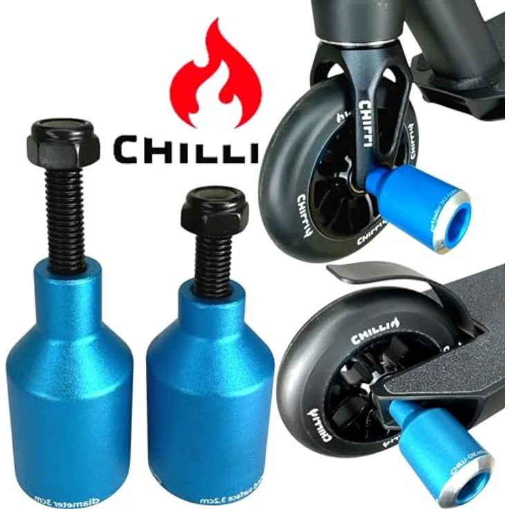 Chilli Stuntscooter Chilli Pro Rockets Stunt-Scooter Pegs Tret Roller Grind Stangen Blau, Aluminium Pegs für Park Rider, passend für verschiedene Chilli Modelle – Bild 3
