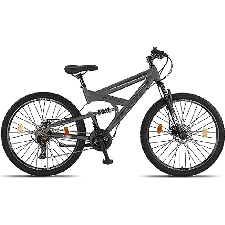 Licorne Bike Strong 2D Premium Mountainbike in 26, 27.5 und 29 Zoll Fahrrad für Jungen Mädchen Damen und Herren Scheibenbremse vorne und hinten 21 Gang Schaltung Vollfederung (27.5 Zoll, Anthrazit) – Bild 3