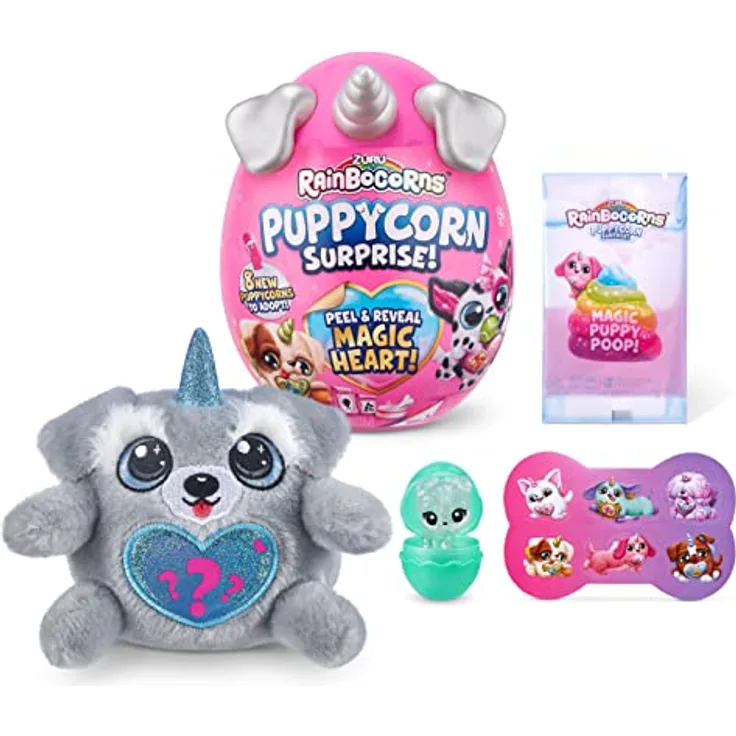 Rainbocorns Sparkle Heart Surprise Serie 4 Puppycorn Surprise, Schnauzer, Plüschtier zum Kuscheln