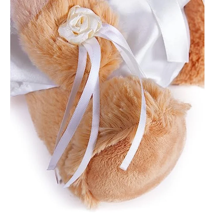 BRUBAKER Kuscheltier Teddybär Hochzeitspaar - 25 cm Braut und Bräutigam Teddy Set (mit Anzug und Brautkleid), Geschenk für Hochzeit und Verlobung, Weiß/Braun – Bild 5