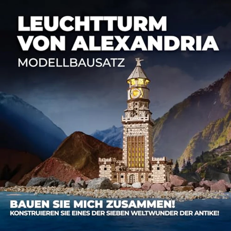 UGEARS Leuchtturm von Alexandria, 3D Holzpuzzle Bausatz für Erwachsene mit LED-Nachtlicht, 340 Teile, historisches Design – Bild 3
