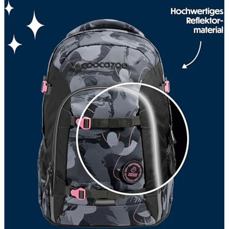 coocazoo JOKER Schulrucksack, 25 Liter, leichtes Design, mit EASY GROW SYSTEM, recycelte Materialien, inklusive Patch und Style-Sets – Bild 6