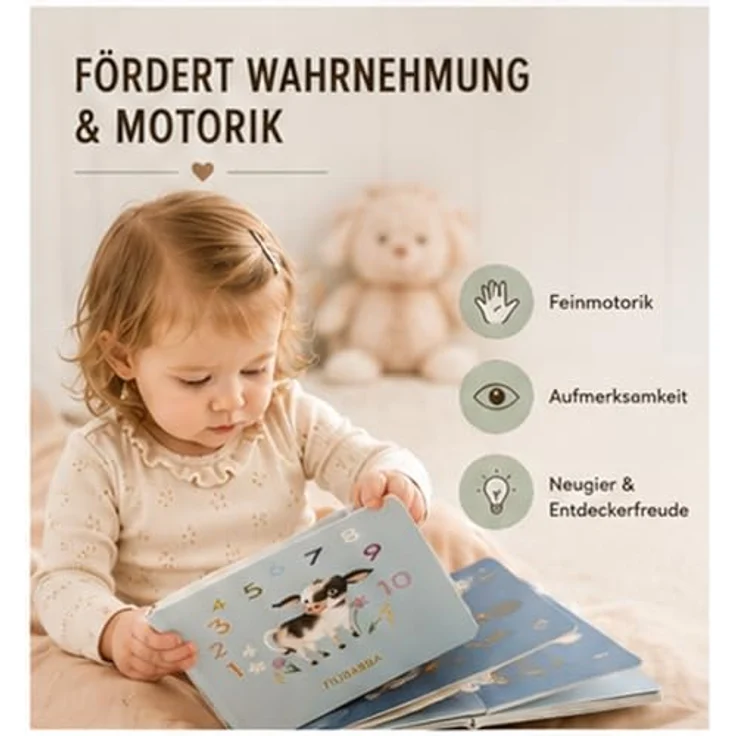 FILIBABBA Lernspielzeug Bilderbuch „Zahlen entdecken“ – Bauernhof & Zahlen lernen ab 12 Monaten, dicke Pappseiten, kinderfreundliches Design – Bild 8
