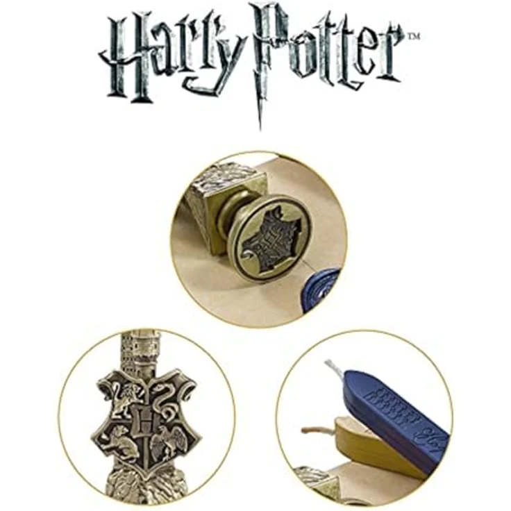 The Noble Collection Stempel Siegel Stempel Hogwarts, 10 cm hoch aus Metall mit zwei farbigen Wachsstiften in schöner Box – Bild 4