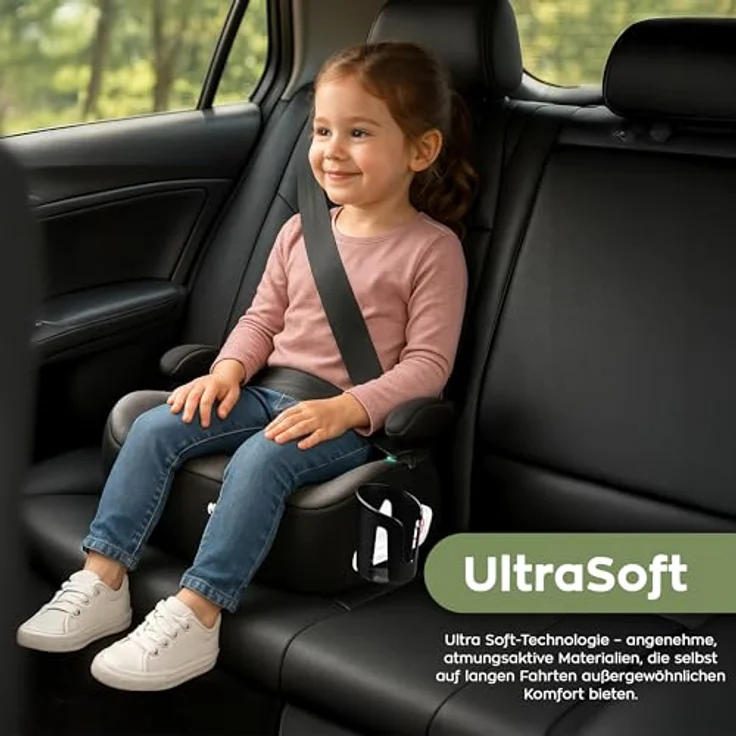 Tulano Cabby 20, Kindersitz mit ECE R129/03 i-Size-Zulassung, ergonomischer Konturierung und Ultra-Soft-Technologie, grau – Bild 2