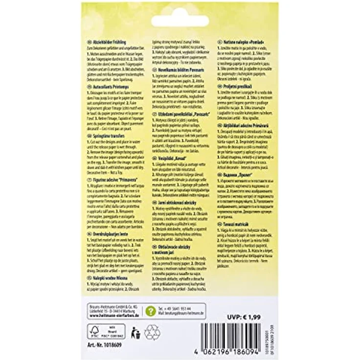 Heitmann Eierfarben - Abziehbilder Frühling - 1 Bogen Bunt - Sticker mit Frühlingsmotiven zum Verzieren von gefärbten und ungefärbten Eiern – Bild 2