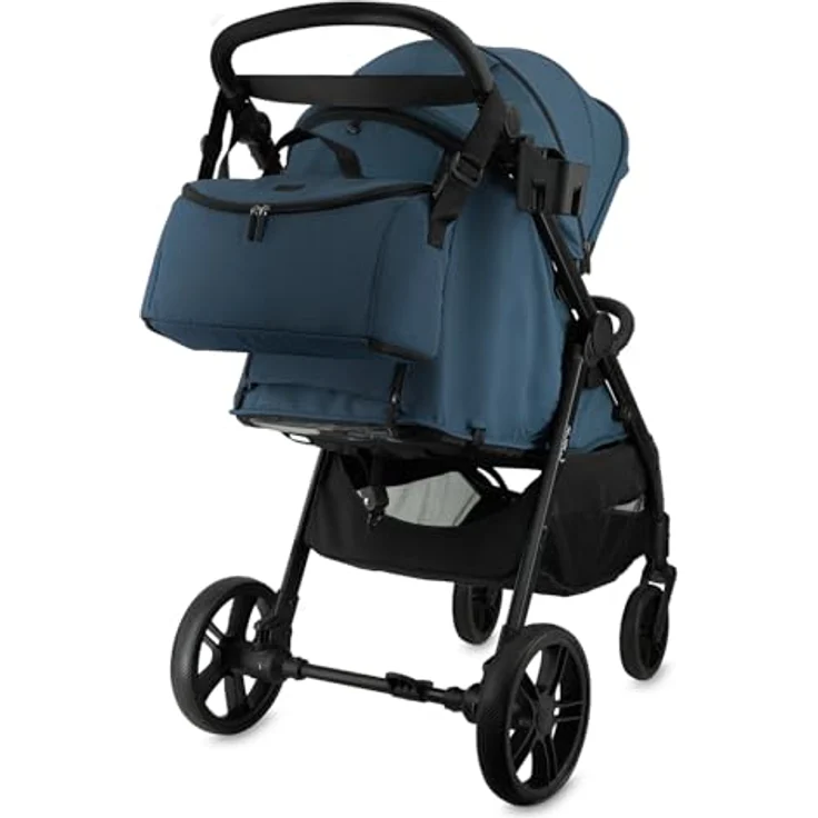 MoMi CLARA Kinderwagen, breiter Buggy in Blau für Kinder bis 22 kg, verstellbarer Schiebegriff, umfangreiches Zubehör – Bild 18