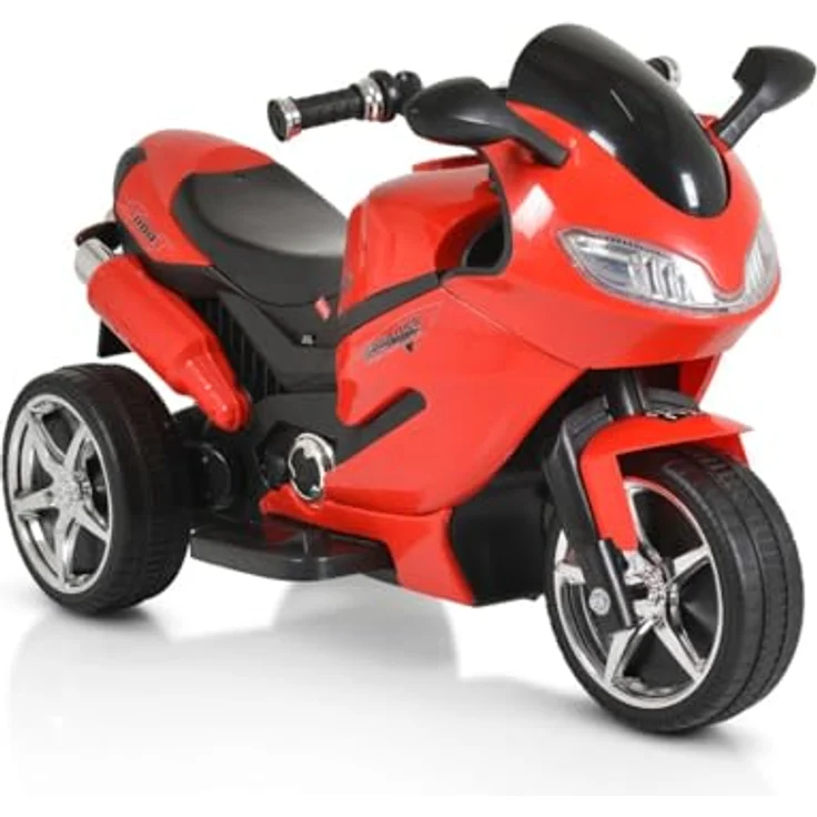 Moni Elektro-Kindermotorrad Comet HZBB-1188, Belastbarkeit 30 kg, drei Räder Musik, MP3, Rückwärtsgang in Schwarz – Bild 3