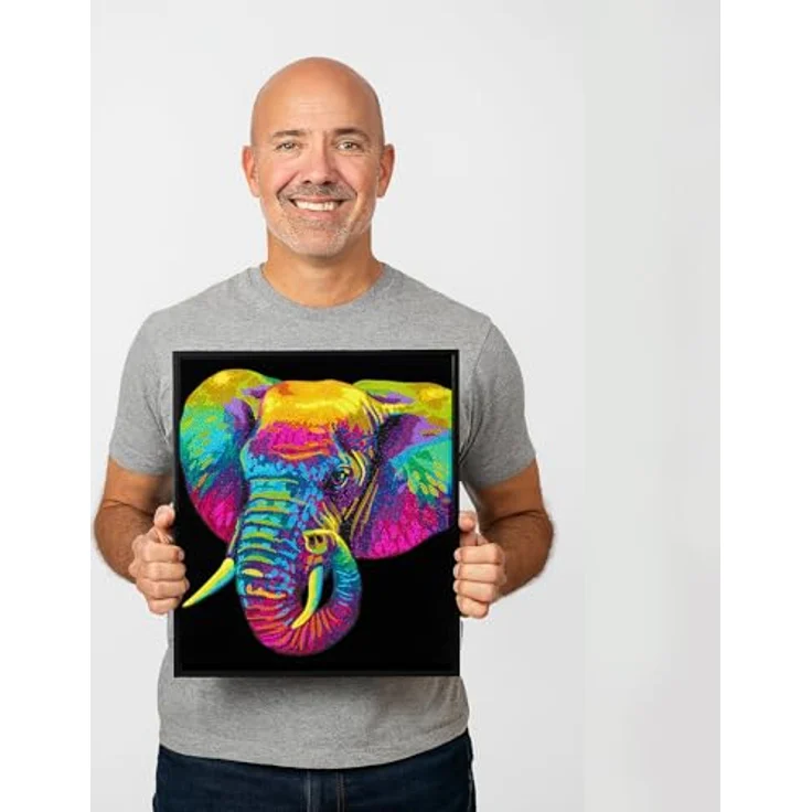 DIAMOND DOTZ 2594369 Original 5D Diamond Painting Set, Neon Elefant mit 13-Facetten-Schliff, DIY Bastelset für Erwachsene und Kinder ab 12 Jahren, Motivgröße 35,5 x 45,7 cm – Bild 5