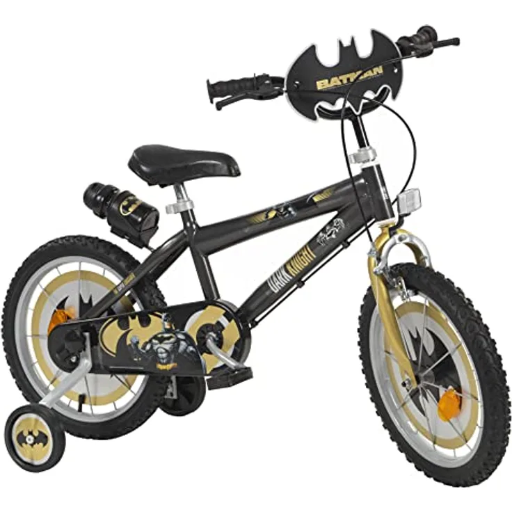 T&Y Trade Disney Kinder Jungen Fahrrad 16 Zoll Batman Schwarz, Luftbereifung, Felgenbremse, originale Batman Lizenzprodukt