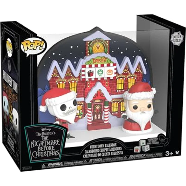 Funko Countdown Calendar: The Nightmare Before Christmas - Doppelseitig - Sammelbare Vinyl-Minifiguren - Geschenkidee - Weihnachten - für Mädchen, Jungen & Kinder - 28 cm B x 24 cm H x 17 cm T, Schwarz/Weiß – Bild 1