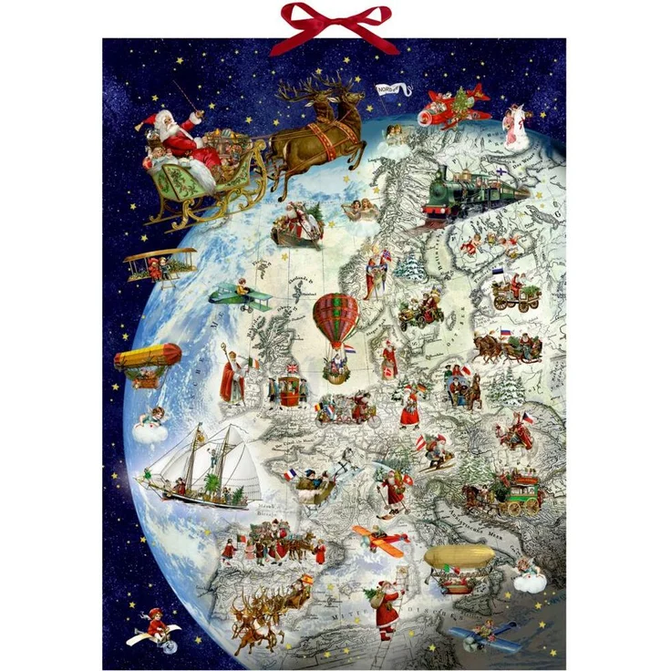 Coppenrath Verlag Der Dienstplan des Weihnachtsmanns, Wand-Adventskalender mit Glitter und Schleifenband, interaktive Entdeckungstour durch Weihnachtsbräuche – Bild 1