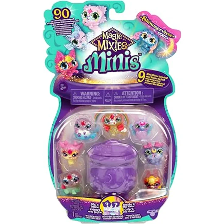 Moose Toys Magic Mixies Minis Shimmerverse-Serie, Sammelpackung mit 9 Mini-Mixies, inkl. 2 versteckten Figuren, magisches Sprudelkessel-Auspackerlebnis, 5 neue Zauberkräfte, 90 zum Sammeln – Bild 2