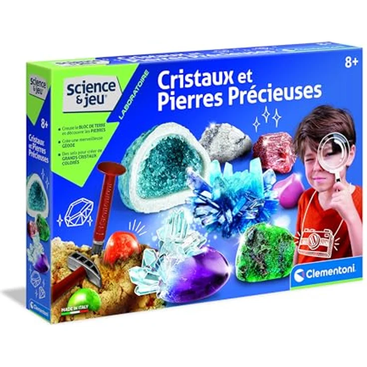 Clementoni Cristaux et pierres précieuses, Experimentierkasten für Kinder ab 8 Jahren, französische Anleitung – Bild 1