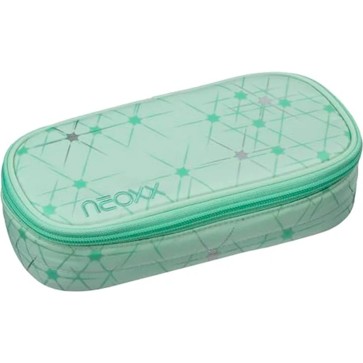 neoxx Jump Schlamperbox Mintastic, mit Reißverschluss, 10 Stifteschlaufen und Sichtfenster, aus recycelten PET-Flaschen, ideal für Schulbedarf und kreative Ordnung – Bild 1