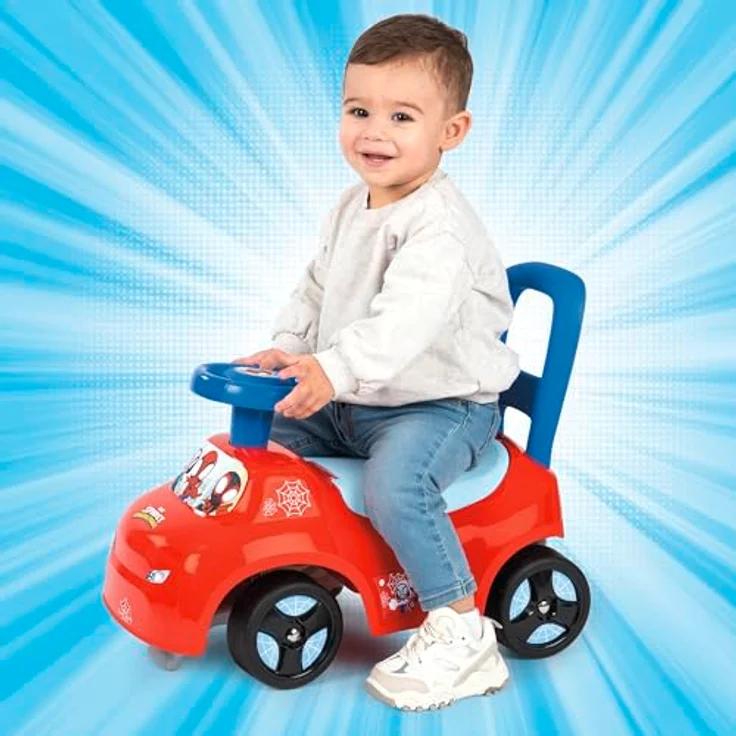 Smoby Spidey Rutscher, wendiges Kinderfahrzeug mit Hupenlenkrad, Rückenstütze, Staufach und Kippschutz, für Kinder ab 10 Monaten – Bild 4