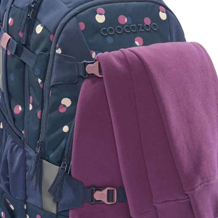 Coocazoo Schulrucksack-Set Mate „Bubble Dreams“, ergonomischer 30L Tornister, höhenverstellbar mit Hüftgurt, schwarz, inkl. Federmäppchen und Turnbeutel – Bild 3