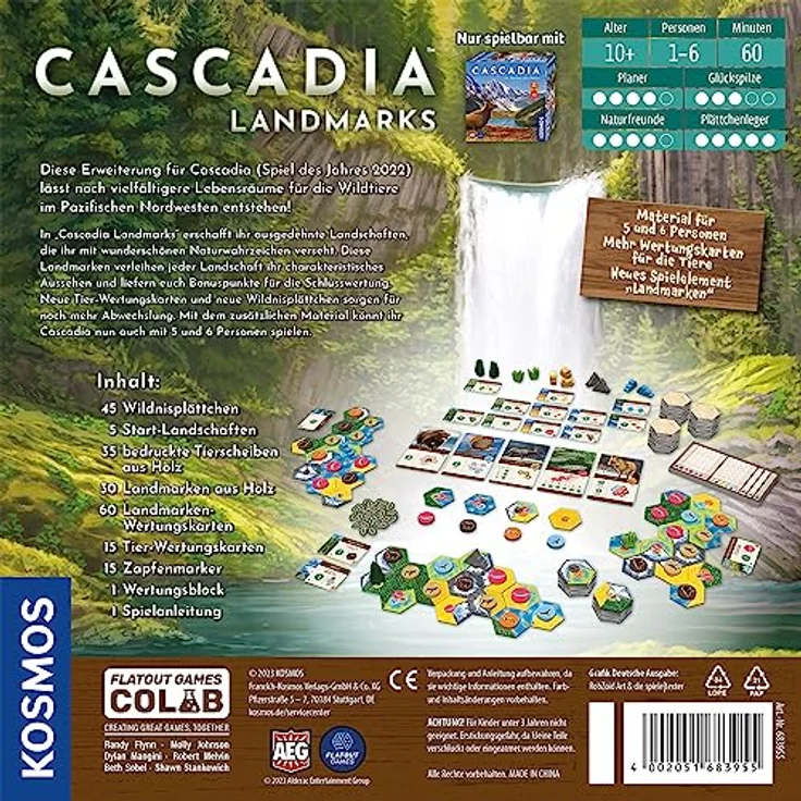 Kosmos 683955 Cascadia - Landmarks, Erweiterung zum Spiel des Jahres 2022, Ergänzung für 5-6 Personen und Erweiterung in Einer Box, Brettspiel für 2-6 Personen ab 10 Jahren – Bild 2