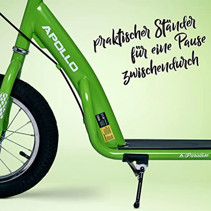Apollo Retro Scooter Paradise | Roller mit Luftreifen 12,5 Zoll | Cityroller Kinder mit breiter Trittfläche | Kinderroller mit großen Rädern - Grün – Bild 4