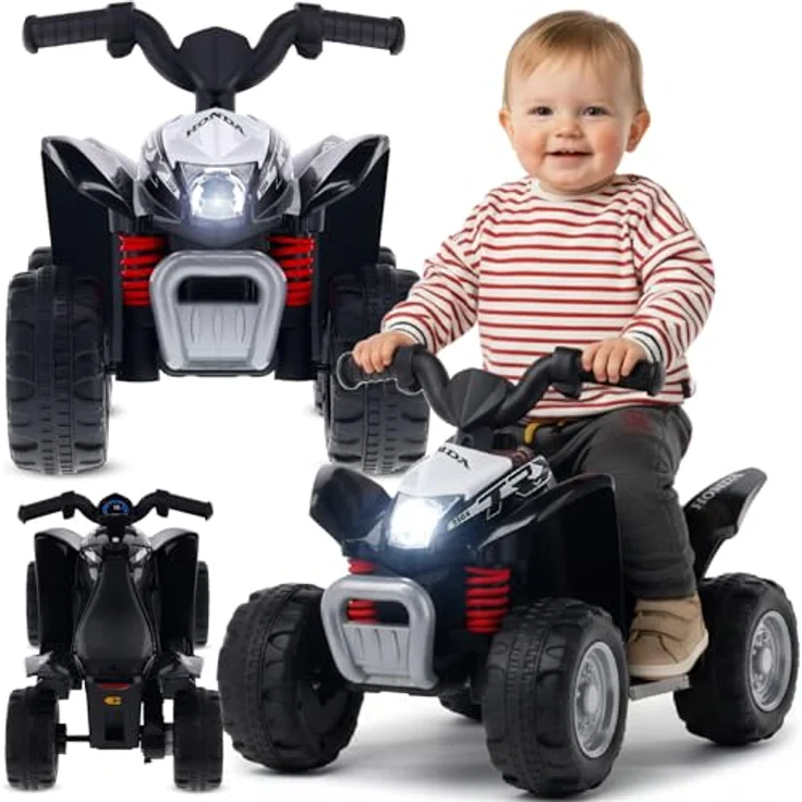 sun baby Kinder Elektroauto Quad, Rutschauto für Kinder ab 18 Monaten, 3 km/h, mit LED Lampe, schwarz – Bild 1
