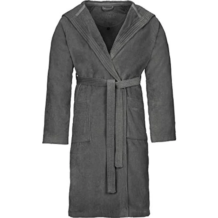Vossen Vossen Bademantel Texas, unisex Kurzmantel mit Kapuze aus 100% Baumwolle, weiß, komfortabel und hautfreundlich – Bild 2