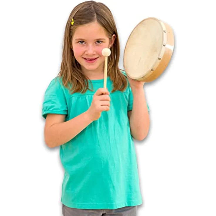 Betzold Musik Tamburin Schlägel Holz Rahmen-Trommel Naturfell, Handtrommel, 20 oder 25 cm Durchmesser – Bild 3