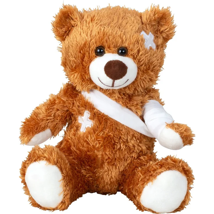 Geschenkestadl Kuscheltier Teddybär, 22 cm mit Verband und Pflastern, braun