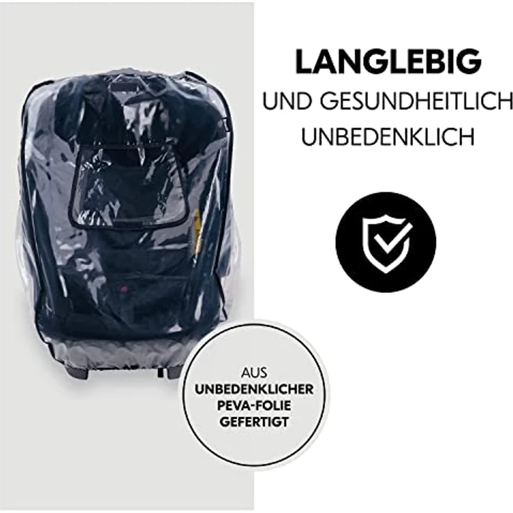 Hauck Regenschutz Babyschale Universal mit Trageöffnung, Kontakt-Fenster, Luftlöcher, Einfache Befestigung mit Gummizug, Regenverdeck Babyschale Klein Faltbar, Transparent – Bild 5