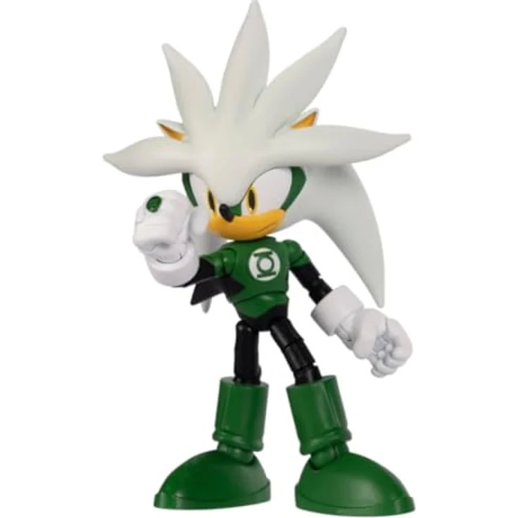 Sonic The Hedgehog Sonic Silver als Green Lantern, 13 cm große hochbewegliche Actionfigur mit detailliertem Design, offiziell lizenziert von Jakks Pacific, Sammlerverpackung – Bild 2