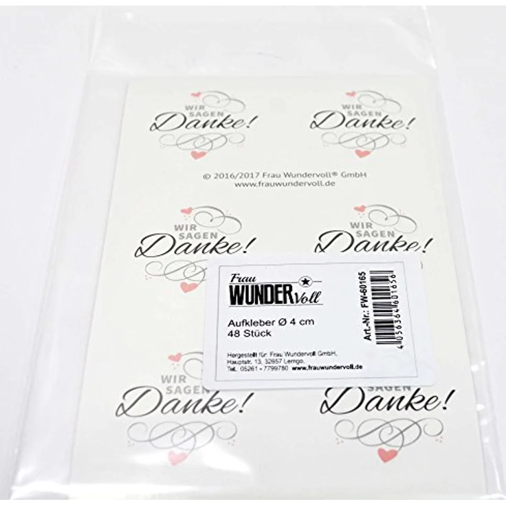 Frau WUNDERVoll® 48 Aufkleber WIR Sagen Danke, Weiss, Durchmesser 4 cm/Sticker, Hochzeit, Sticker Hochzeit, Kindergeburtstag, Aufkleber Kinder, Aufkleber Junge, Mädchen, Sticker Mädchen, Jungen – Bild 4