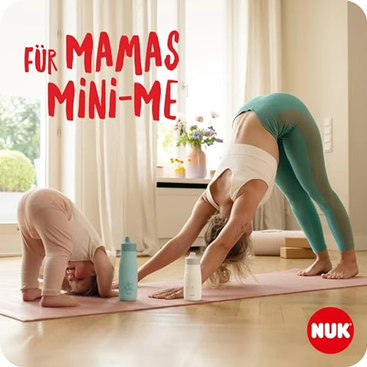 NUK Mini-Me Sip Kinderwasserflasche, 300 ml, auslaufsicher, bruchsicher, für Kleinkinder ab 9 Monate, rosa Schmetterling – Bild 2