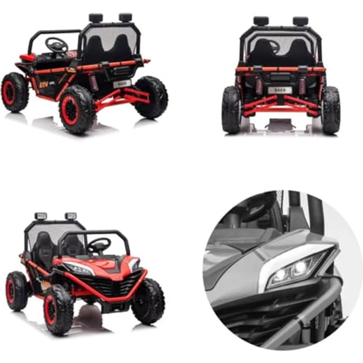 Chipolino Kinder Elektrofahrzeug Explorer Doppelsitzer Offroad, 2,4 GHz Fernbedienung, MP3/USB-Anschluss, rot – Bild 4